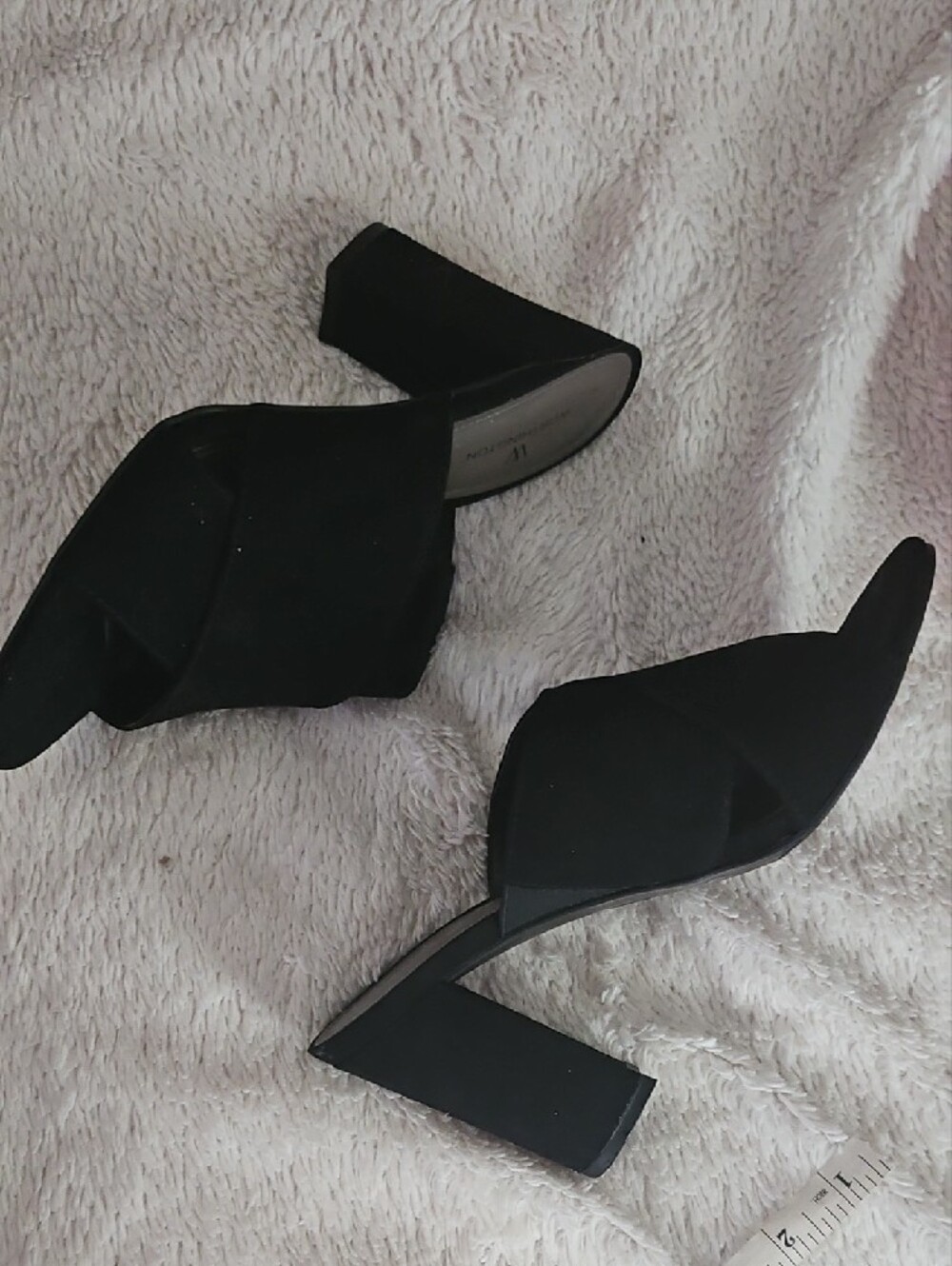 Black  Open-Toe Block Heel Mule